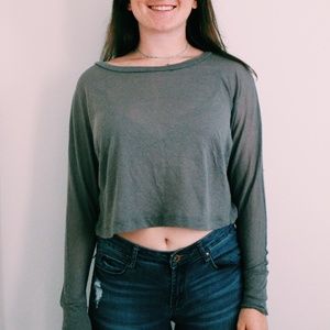 Grey Long Sleeve Crop Top